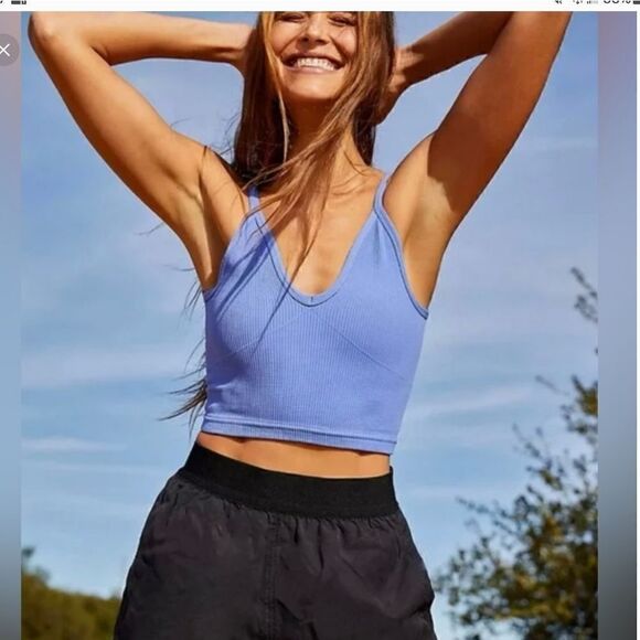 Free People Happiness Runs V-Neck Tank Blue XS/S - Picture 1 of 4